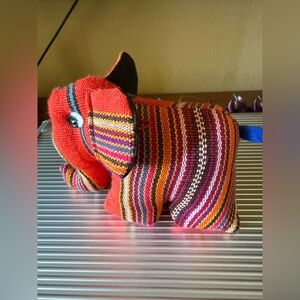 Handmade Woven Elephant Figurine Colorful Textile Folk Art Decor Plush Elephant